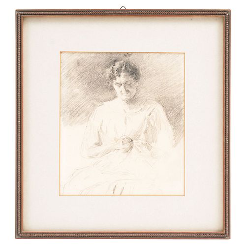 ATTRIBUTED TO MATEO HERRERA (MÉXICO, 1867-1927), RETRATO DE DAMA, Pencil on paper, Unsigned, 7.6 x 6.6" (19.5 x 17 cm)