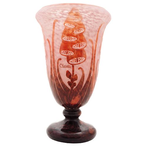 VASE, FRANCE, CA. 1920, Made in cameo-type glass, signed Charder Le Verre Francais