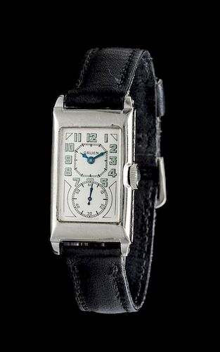 A 14 Karat White Gold Filled Duo Dial Doctor's Wristwatch, Gruen,