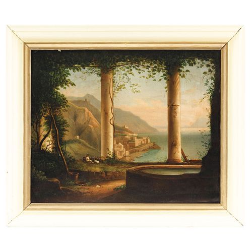 VISTA DE AMALTE AL GOLFO DE PALERMO ITALIA, 19th century, Oil on zinc sheet, 10.6 x 12.9" (27 x 33 cm)