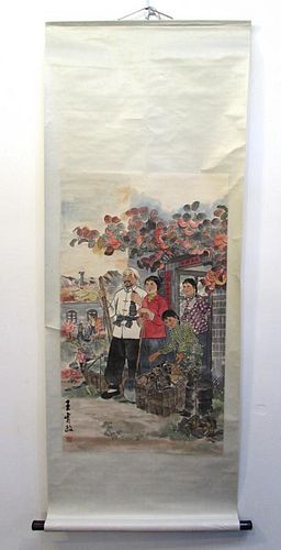 Scroll With Chinese Family