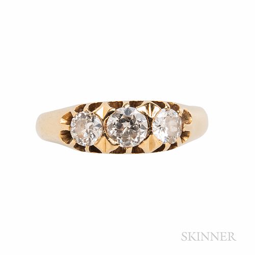 Antique 18kt Gold and Diamond Ring, Sweden, set with old European-cut diamonds, approx. total wt. 0.70 cts., size 6 1/4, hallmarks.