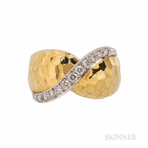 18kt Gold, Platinum, and Diamond Ring, 7.7 dwt, size 5 3/4.