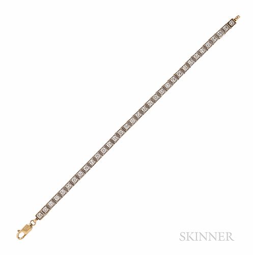 14kt Gold and Diamond Bracelet, set with full-cut diamonds, approx. total wt. 4.75 cts., 10.5 dwt, lg. 8 in.