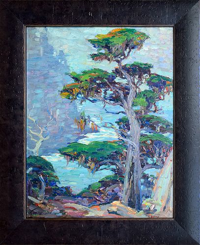 CORNELIS BOTKE, "Cypress," Oil on panel