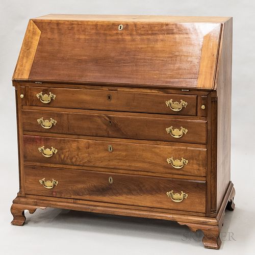 Chippendale Carved Cherry Slant-lid Desk, Pennsylvania, late 18th century, (damage), ht. 45, wd. 44, dp. 22 in.