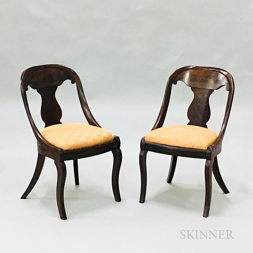 Pair of Classical Mahogany Grecian Chairs, ht. 32 3/4 in.