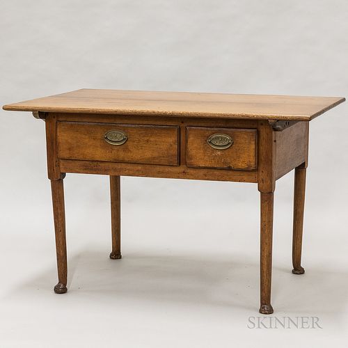 Country Walnut Two-drawer Tavern Table, Pennsylvania, 18th/19th century, ht. 30 1/4, wd. 48, dp. 30 1/4 in.
