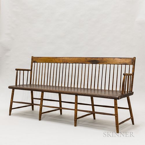 Bamboo-turned Maple Windsor Bench, ht. 35 3/4, lg. 72, dp. 20 1/2 in.