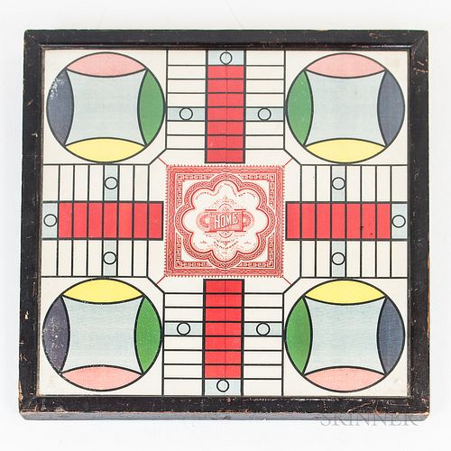 Three Game Boards, including Parcheesi, under glass, dated "1918"; a homemade Chinese checkers; and a wooden checkerboard.