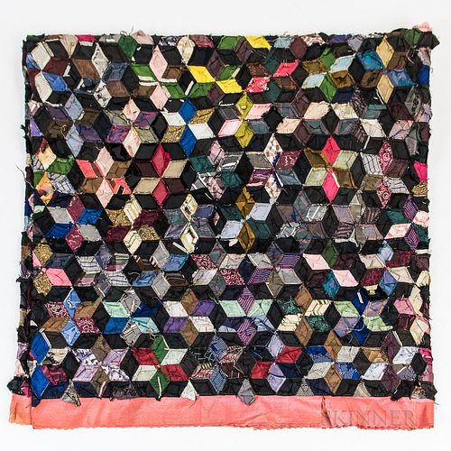 Silk Taffeta Tumbling Block Quilt, England, 19th century.