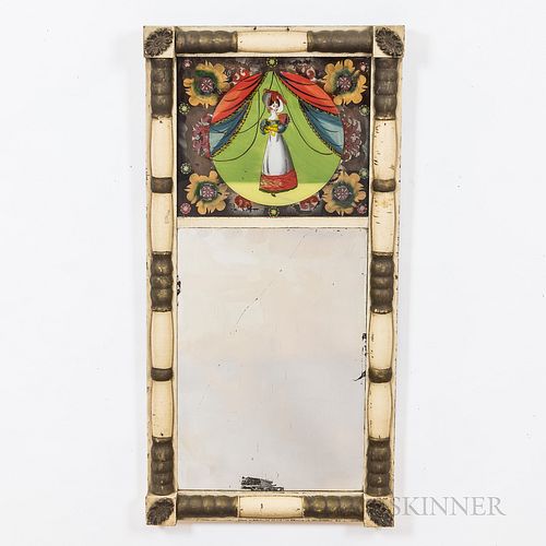 Classical Reverse-painted Tabernacle Mirror, 19th century, ht. 31, wd. 15 1/2 in.