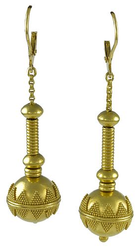 Elaine Greenspan Etruscan Revival Style Gold Earrings
