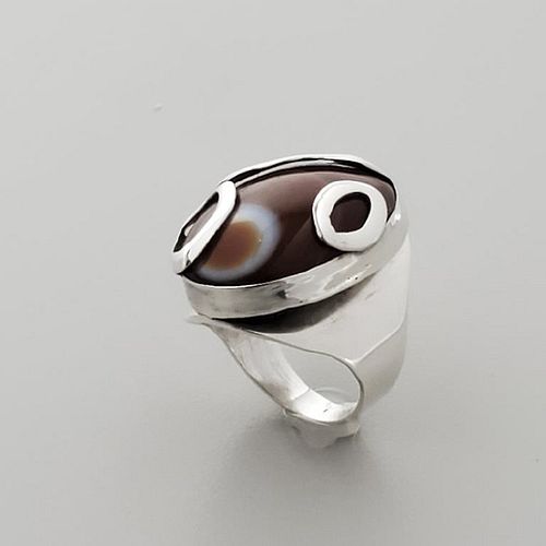 Art Smith Sterling SIlver & Agate Ring