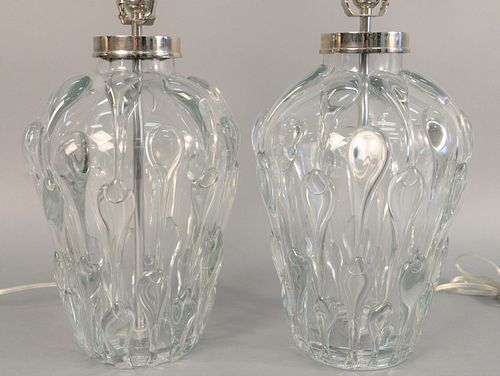Two Vaughan Crystal glass table lamps, 15 3/4" x 10 1/4".