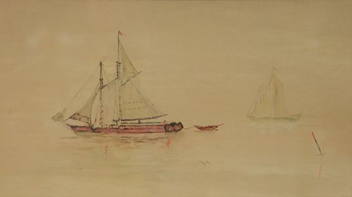 E. Pollack (20th Century), two Sailing Vessels, unsigned, watercolor on paper, 8" x 14 3/4".