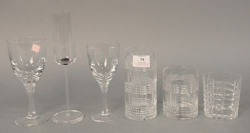 Fifty-nine piece group of stemmed glasses and tumblers, makers to include Ralph Lauren, Atlantis, Tiffany & Co., and Salviati, 9-1/2 high (tallest).