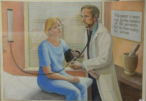 Tomar Levine (American, 20th Century), Doctor with Patient, 1984, pastel on paper, signed lower left, 29" x 41". Provenance: From The New York Academy