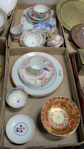 Two tray lots of Chinese Export, cups, saucers, tray, etc.