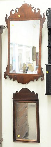 Two mahogany mirrors, Queen Anne mirror along with a Chippendale mahogany inlaid mirror, 35-1/2" x 19". Provenance: The Vincent Family Collection, Fai