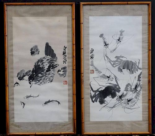 Pair of Chinese Ink Wash Paintings