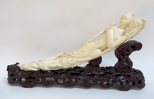 Antique Chinese Qing Carved Ivory Tusk