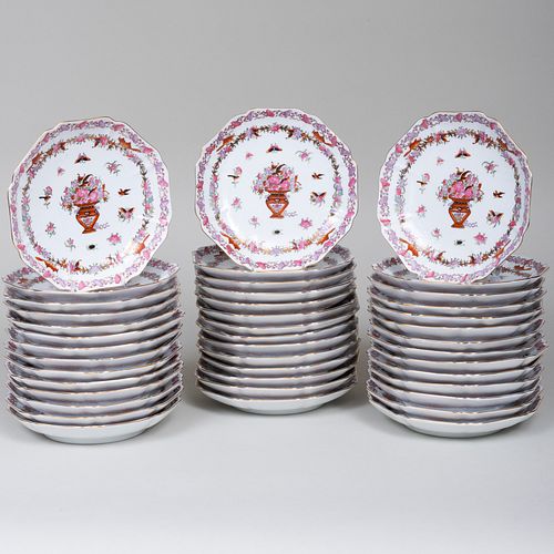 Set of Forty-Two Export Porcelain Style Shaped Plates