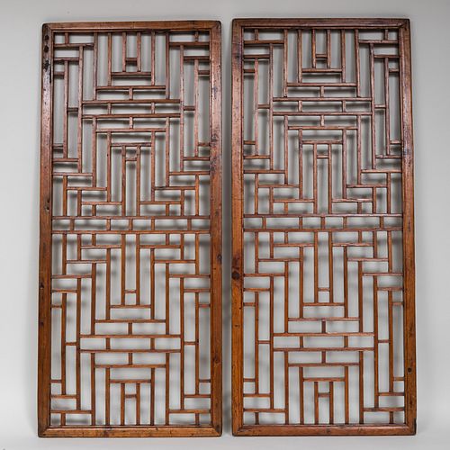 Pair of Chinese Hardwood Screen Panels
