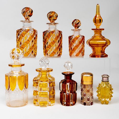 Group of Amber Glass Scent Bottles