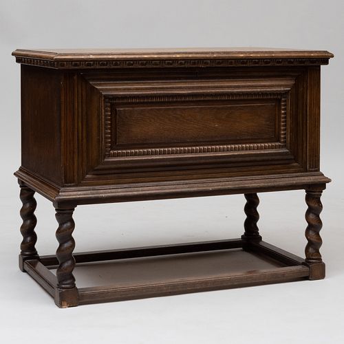 Northern European Carved Oak Chest on Stand