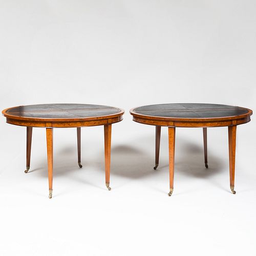 Pair of George III Style Inlaid Satinwood Folding Games Tables