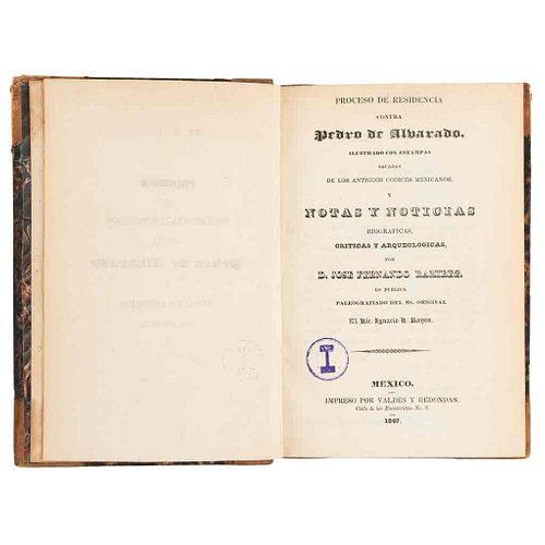 Ramírez, José Fernando. Proceso de Residencia Contra Pedro de Alvarado. México: Impreso por Valdés y Redondas, 1847.