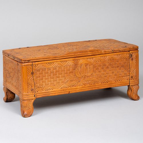 Indian Export Carved Wood Table Box