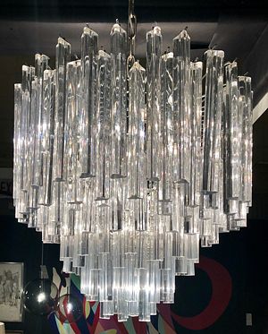 Italian large Venini crystal prism chandelier
