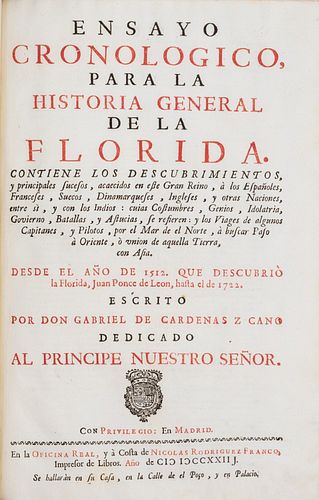 Vega, Garcilaso de la - Florida Del'Inca. Historia del Adelantado Hernando de Soto. Chronological Ensayo para la historia general de la Florida.