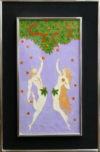 ERTE (RUSSIAN 1892-1990) "ADAM & EVE" GOUACHE
