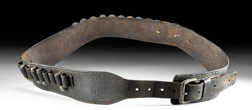 Early 20th C. Mexican Leather Ammo Belt w/ Bullets