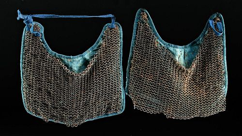 Lot of 2 Japanese Edo Cloth & Chainmail Thigh Guards
