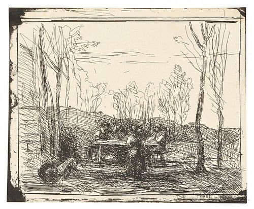 Jean-Baptiste-Camille Corot (French, 1796-1875)      Un déjeuner dans la clairière