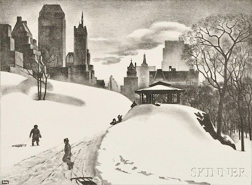 Louis Lozowick (Russian/American, 1892-1973)      Winter Fun