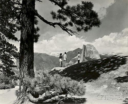 Ansel Adams (American, 1902-1984) Five Photographs of Yosemite Valley: Including views of Nevada Fall, Mirror Lake, Half Dome as seen f