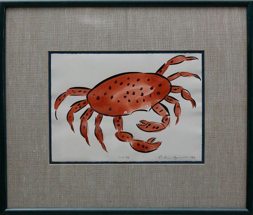 Eric Hopkins Watercolor on Paper, "A Maine Red Crab"