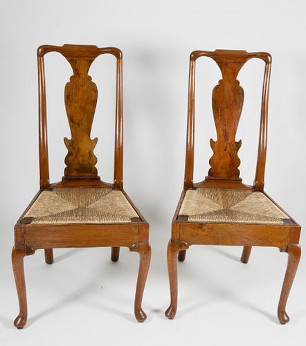 Pair of Pennsylvania Walnut Queen Anne Side Chairs