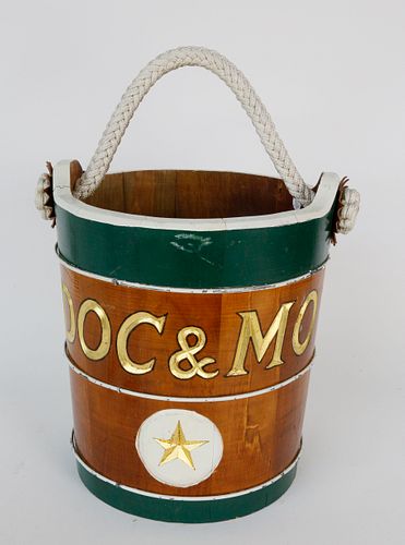 Carved and Painted Nautical Ship's Bucket