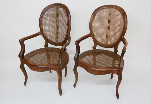 Pair of 19th Century Louis XV Teakwood Open Armchairs