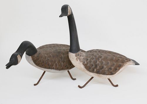 Contemporary American Carved Geese Lawn Ornaments