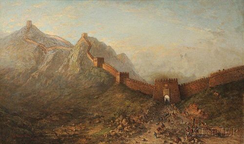 Winckworth Allan Gay (American, 1821-1910)      Silk Road Traders at the Gate of the Great Wall of China