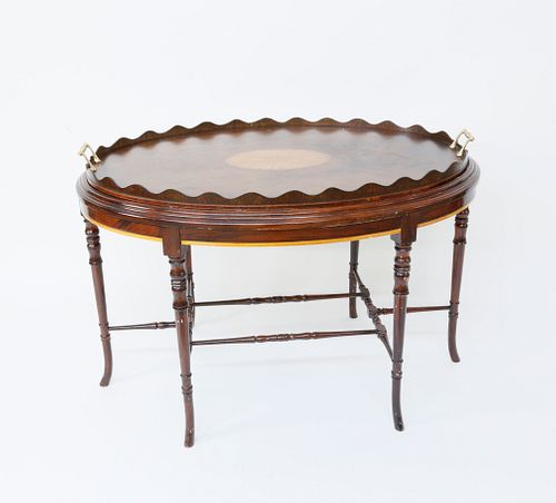 Mahogany Tray on Stand with Satinwood Fan Inlay