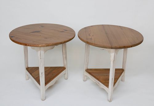 Pair of Contemporary Pine Cricket Tables