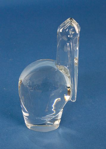 Signed Baccarat Clear Crystal Figural Pelican